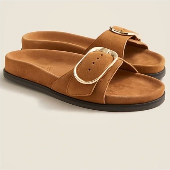 J. Crew Factory Shoes - J.Crew Colbie Oversized Brown Buckle Sandals Size 12